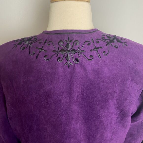 Purple Embroidered Open-Front Jacket by Dressbarn, size Small - Picture 6 of 8